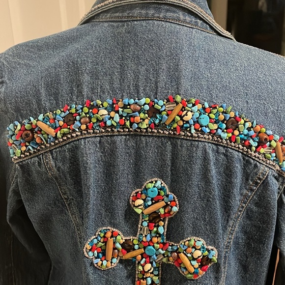 Vintage Signature Gordon & James Embroidered Jean jacket, size M, EUC - Picture 7 of 9